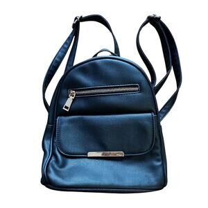 FAUX LEATHER x Women's Black Vegan Leather Backpack Purse WIth Gold Accents